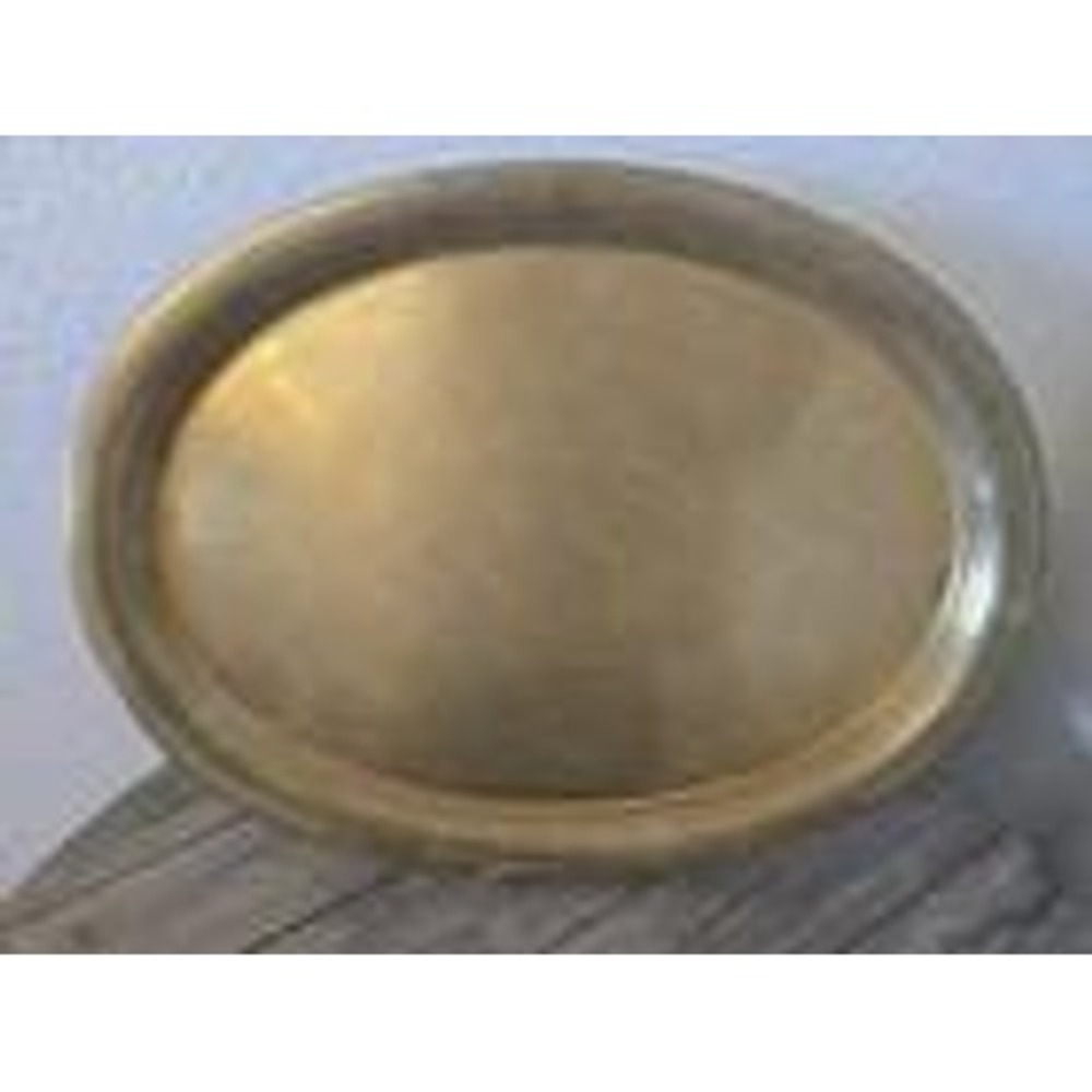Large Vintage MCM Brass Oval Serving Platter Tray W/hanging Hook 19" X 14.5"